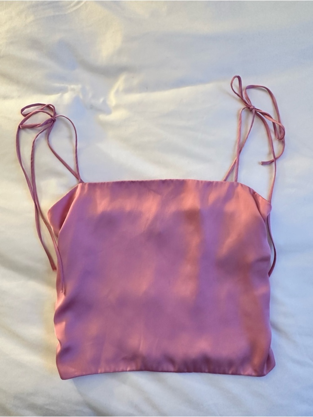Urban Outfitters UO Bella Satin Crop Top Pink Medium